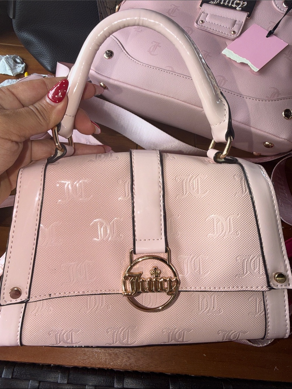 Juicy Couture Blush Pink Top-Handle Satchel with Gold Logo
